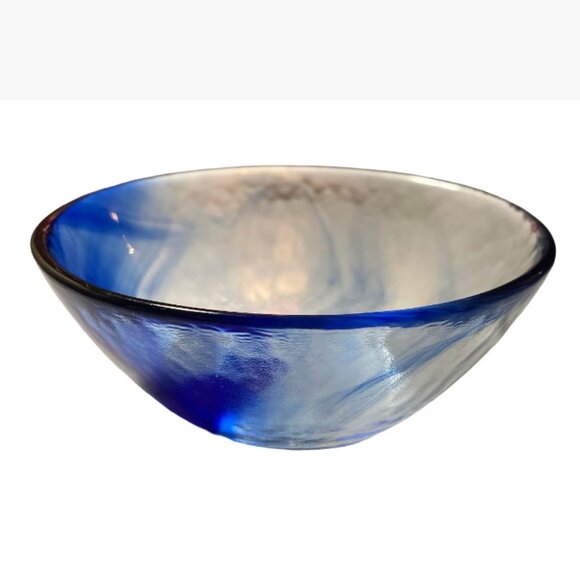 Bormioli Rocco Murano Cobalt Blue Swirl Vintage Art Glass Blue N Clear Glass EUC - Picture 1 of 6